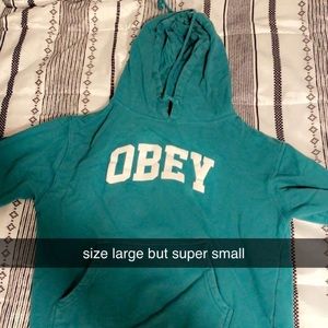 Green obey hoodie size large